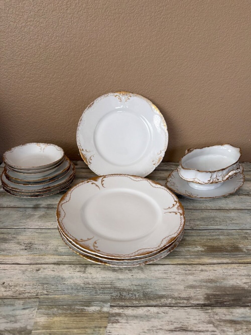 Set of 13 Antique Haviland Limoges France Plates Bowls Gravy Boat Schleiger 133